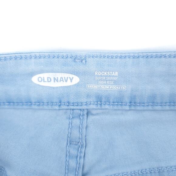 Old Navy Normcore Distressed Rockstar HR Light Wash 360 Stretch Raw Hem Skinny 4 - Picture 7 of 13